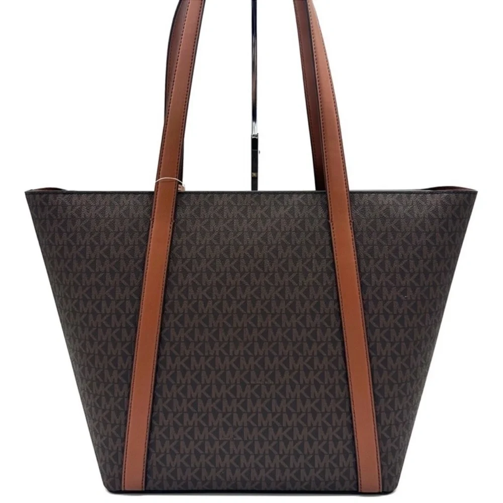 Michael Kors Pratt Large Signature Logo Tote Shoulder Bag Brown
